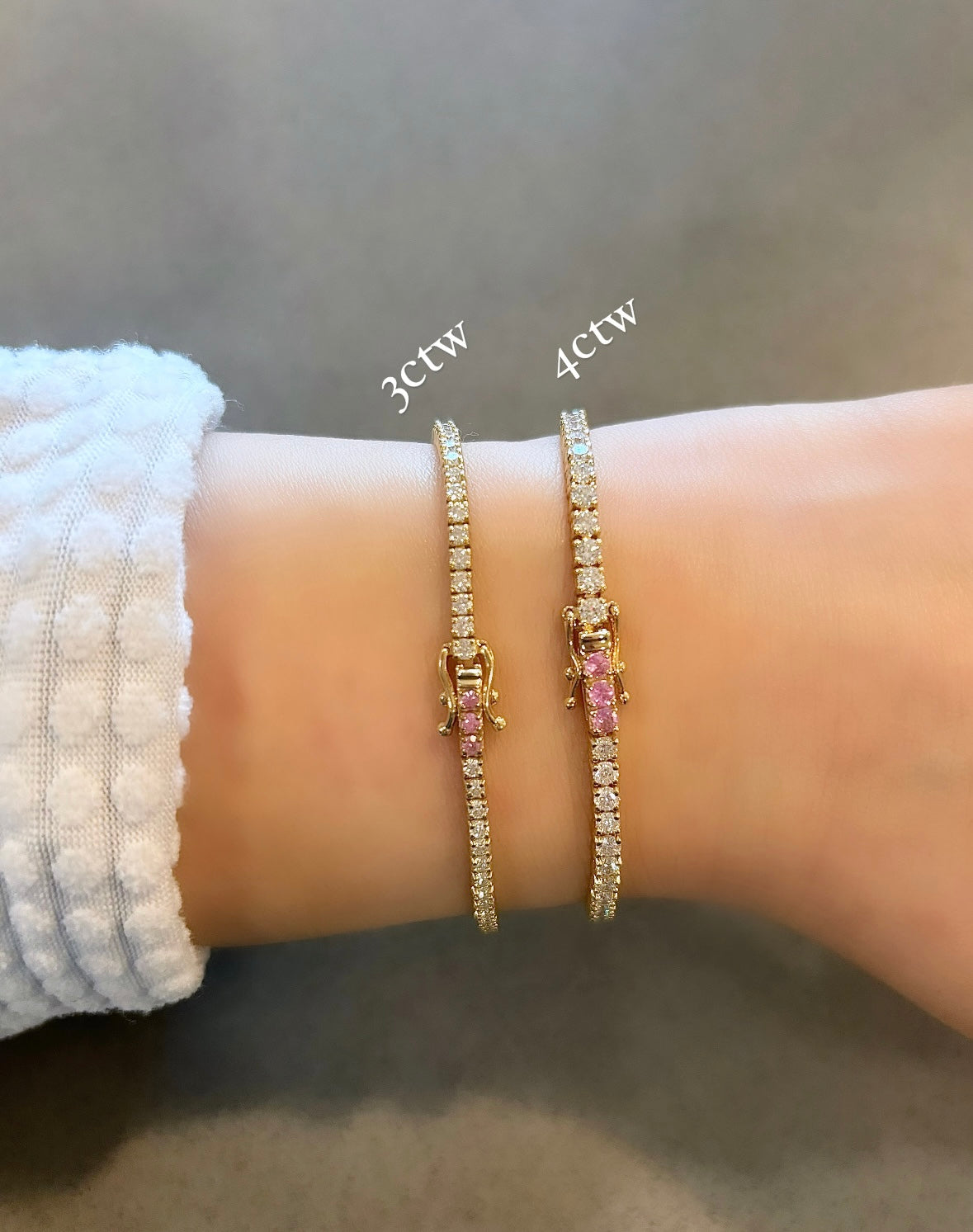 Diamond & Pink Sapphire Tennis Bracelet
