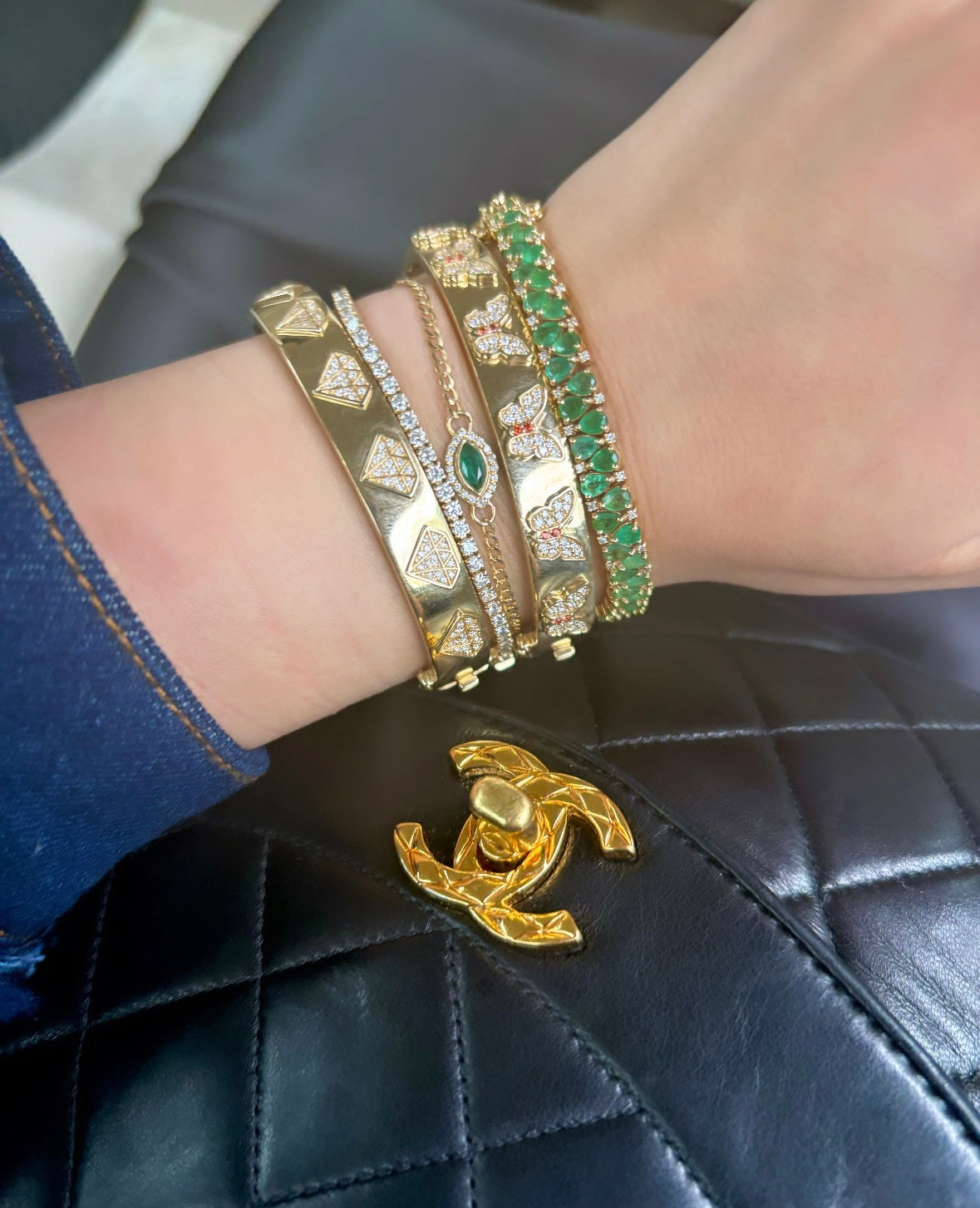 Emerald & Diamond Evil Eye Bracelet