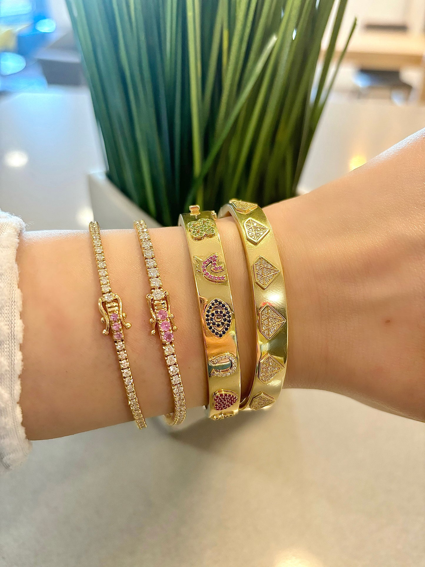 Diamond & Pink Sapphire Tennis Bracelet