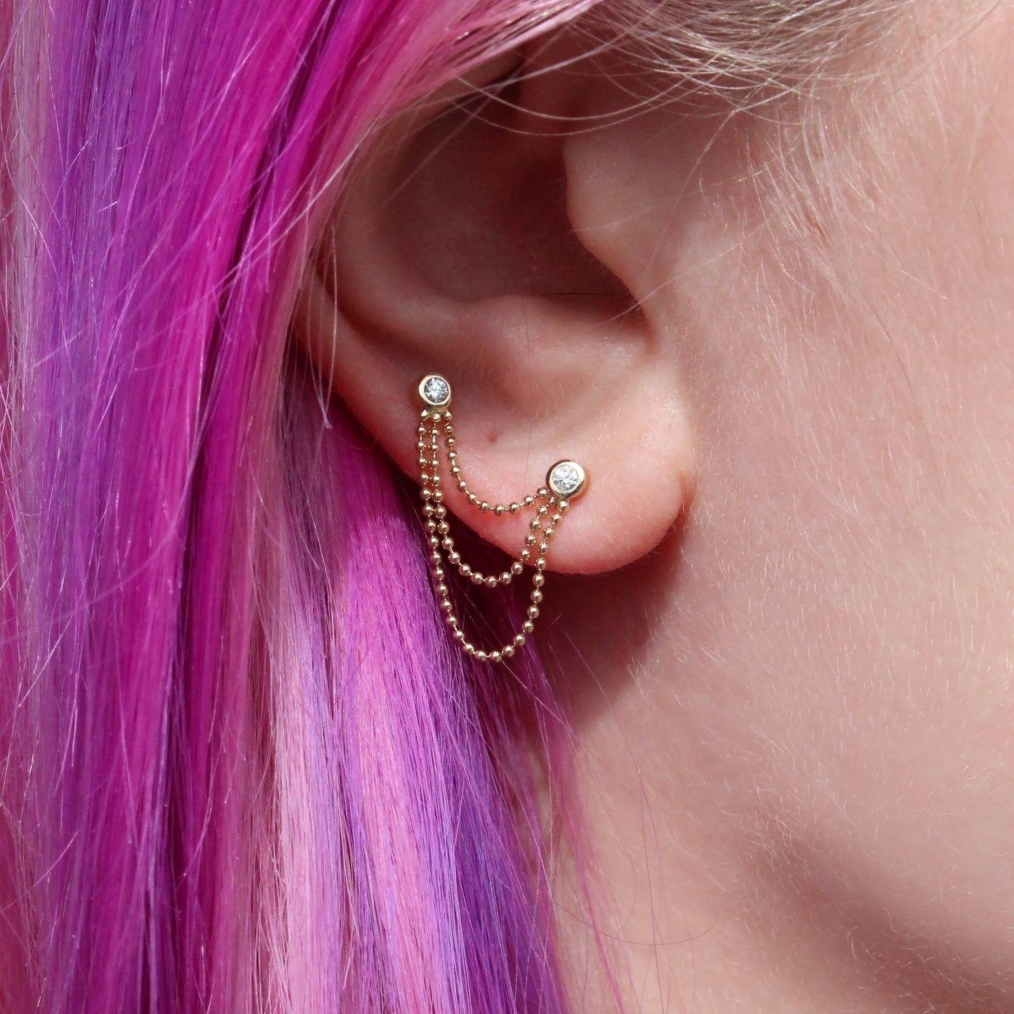 Triple Diamond Chain Earrings