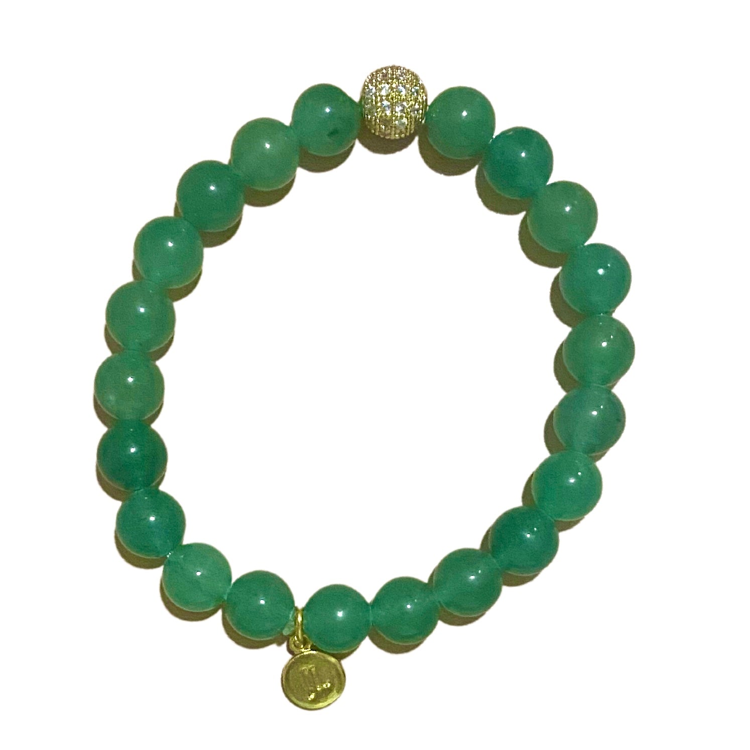 Green Agate Gold Gemstone Bracelet