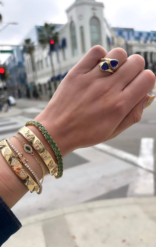 Emerald & Diamond Evil Eye Bracelet