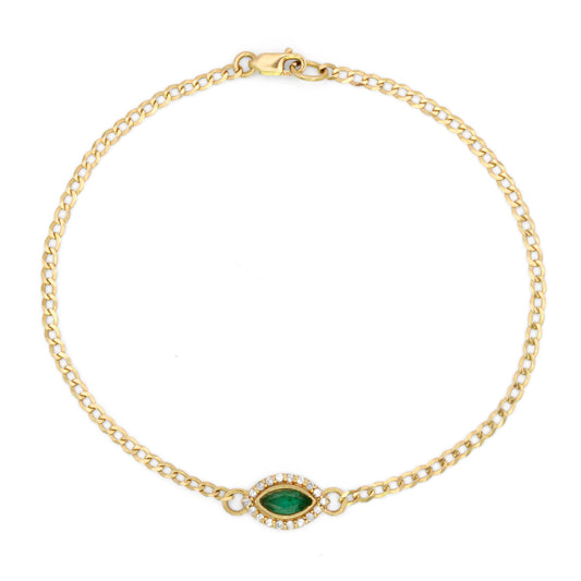 Emerald & Diamond Evil Eye Bracelet