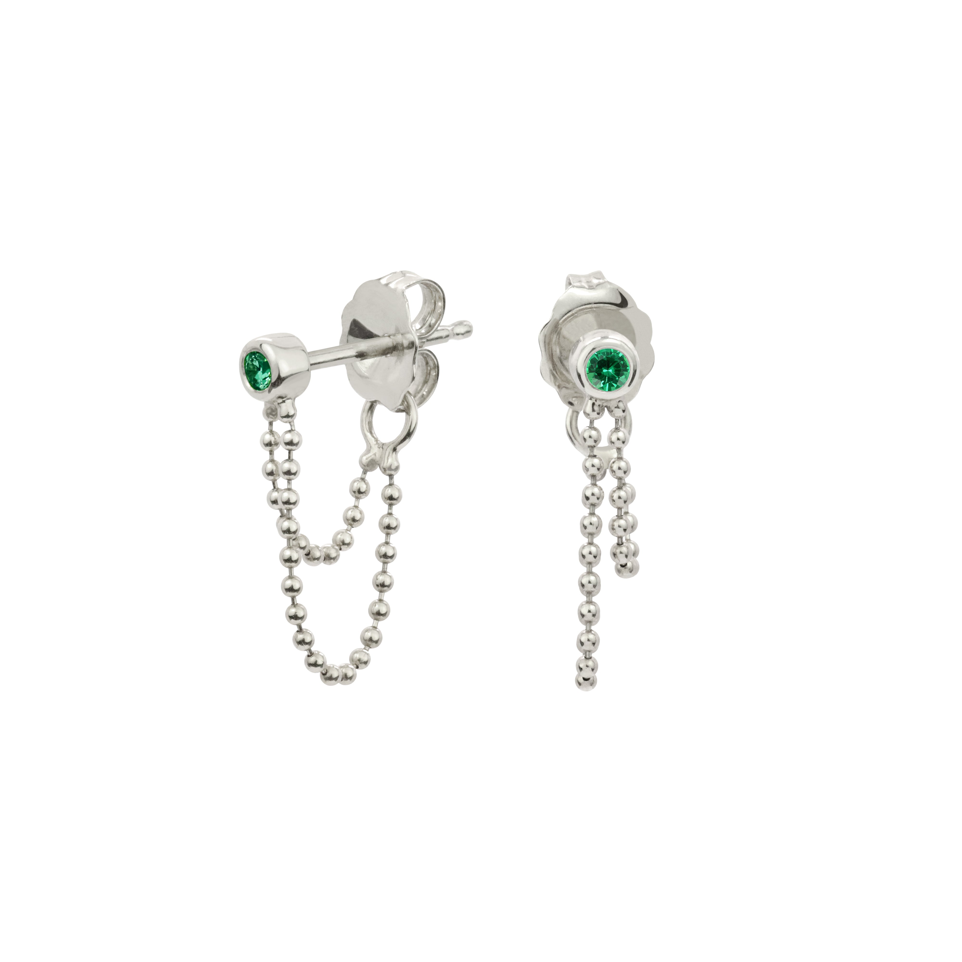 Emerald Gold Chain Earrings