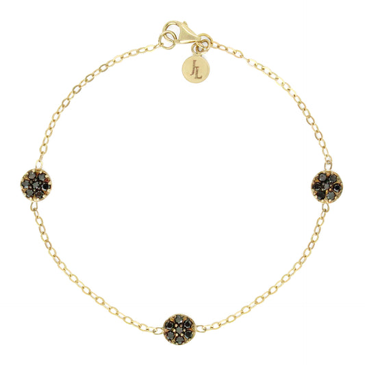 Triple Black Diamond Disc Bracelet